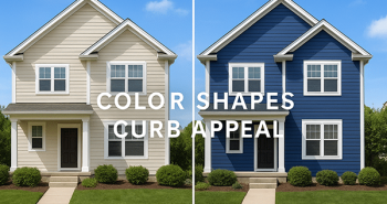 siding color curb appeal comparison Comparison of two houses with different siding colors showing curb appeal impact